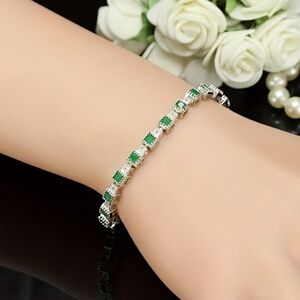Zirconia Silver and Green Bracelet
